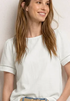Blouseshirt met ronde hals en tapedetails