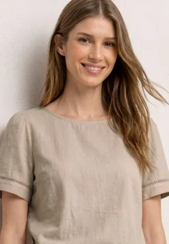 Blouseshirt met ronde hals en tapedetails