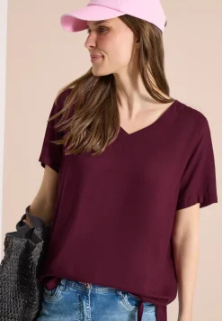 Blouse shirt met V-hals en knoop