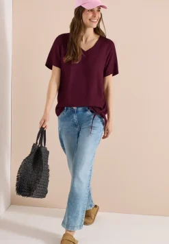Blouse shirt met V-hals en knoop