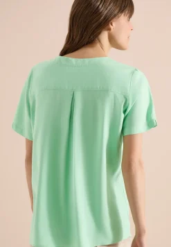 Blouse shirt met V-hals en knoop