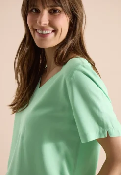 Blouse shirt met V-hals en knoop