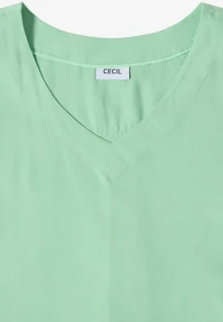 Blouse shirt met V-hals en knoop