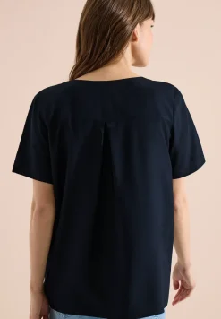 Blouse shirt met V-hals en knoop