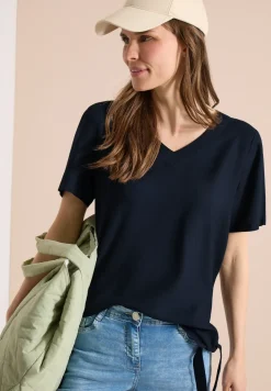 Blouse shirt met V-hals en knoop