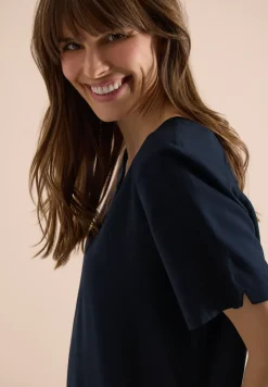 Blouse shirt met V-hals en knoop