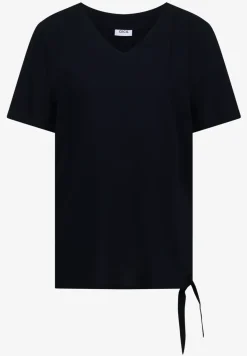 Blouse shirt met V-hals en knoop