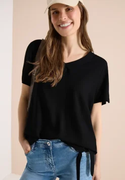 Blouse shirt met V-hals en knoop