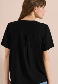 Blouse shirt met V-hals en knoop