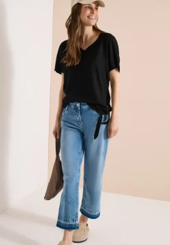 Blouse shirt met V-hals en knoop