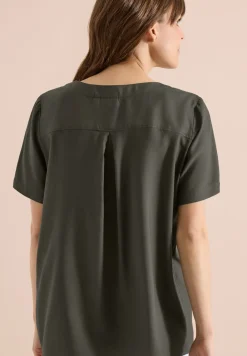 Blouse shirt met V-hals en knoop