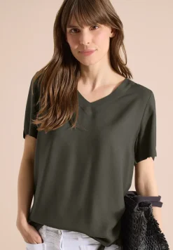 Blouse shirt met V-hals en knoop