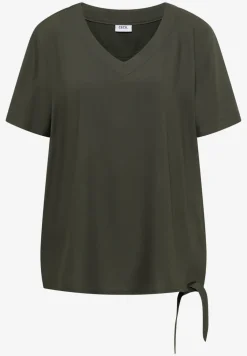 Blouse shirt met V-hals en knoop