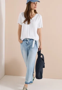Blouse shirt met V-hals en knoop