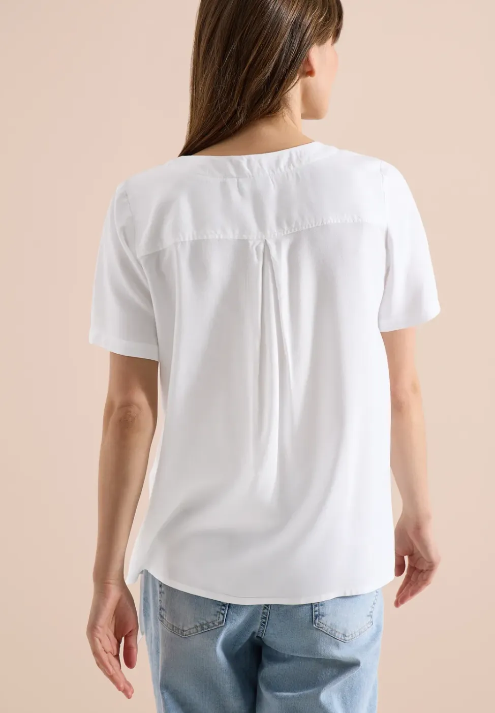 Blouse shirt met V-hals en knoop