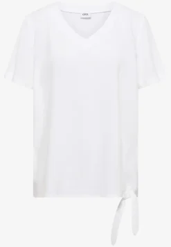 Blouse shirt met V-hals en knoop