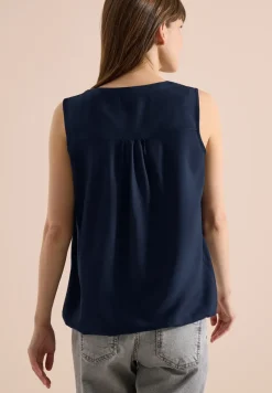Blousetop met gespleten hals en linten