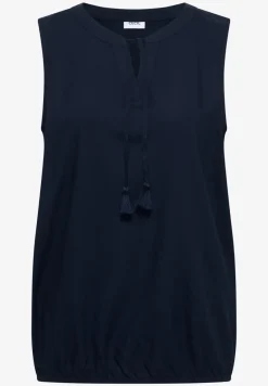 Blousetop met gespleten hals en linten