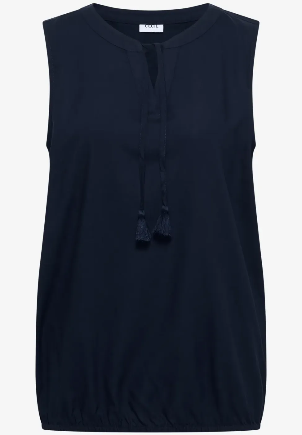 Blousetop met gespleten hals en linten
