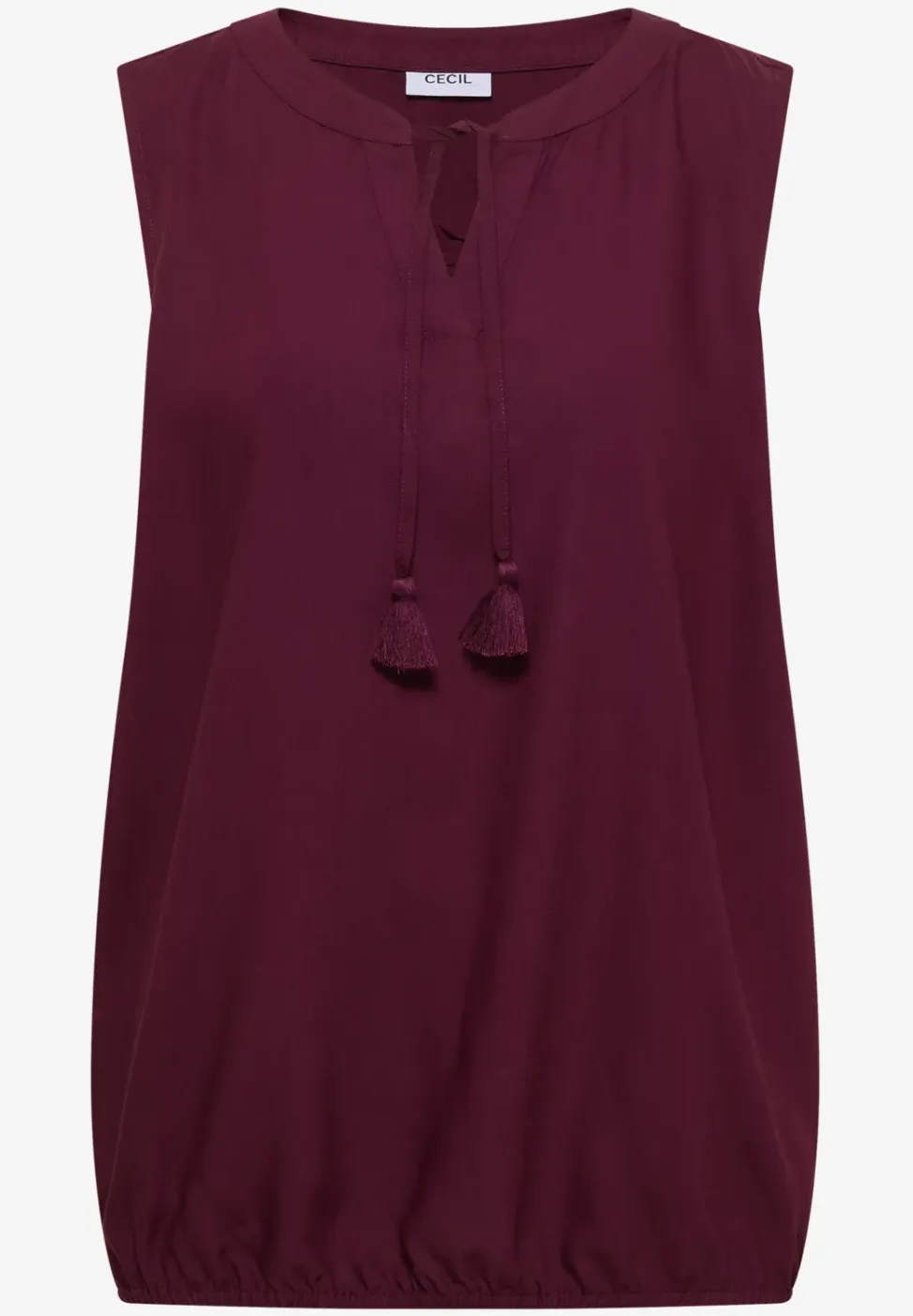 Blousetop met gespleten hals en linten
