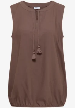 Blousetop met gespleten hals en linten