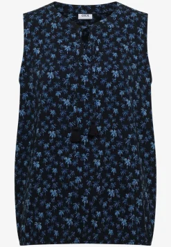 Blousetop met gespleten hals en palmboomprint
