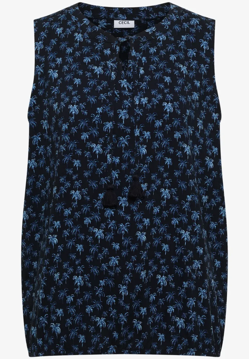 Blousetop met gespleten hals en palmboomprint