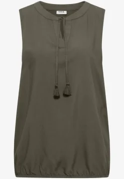Blousetop met gespleten hals en linten