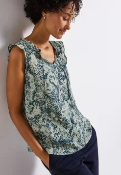 Blousetop met print en ruches