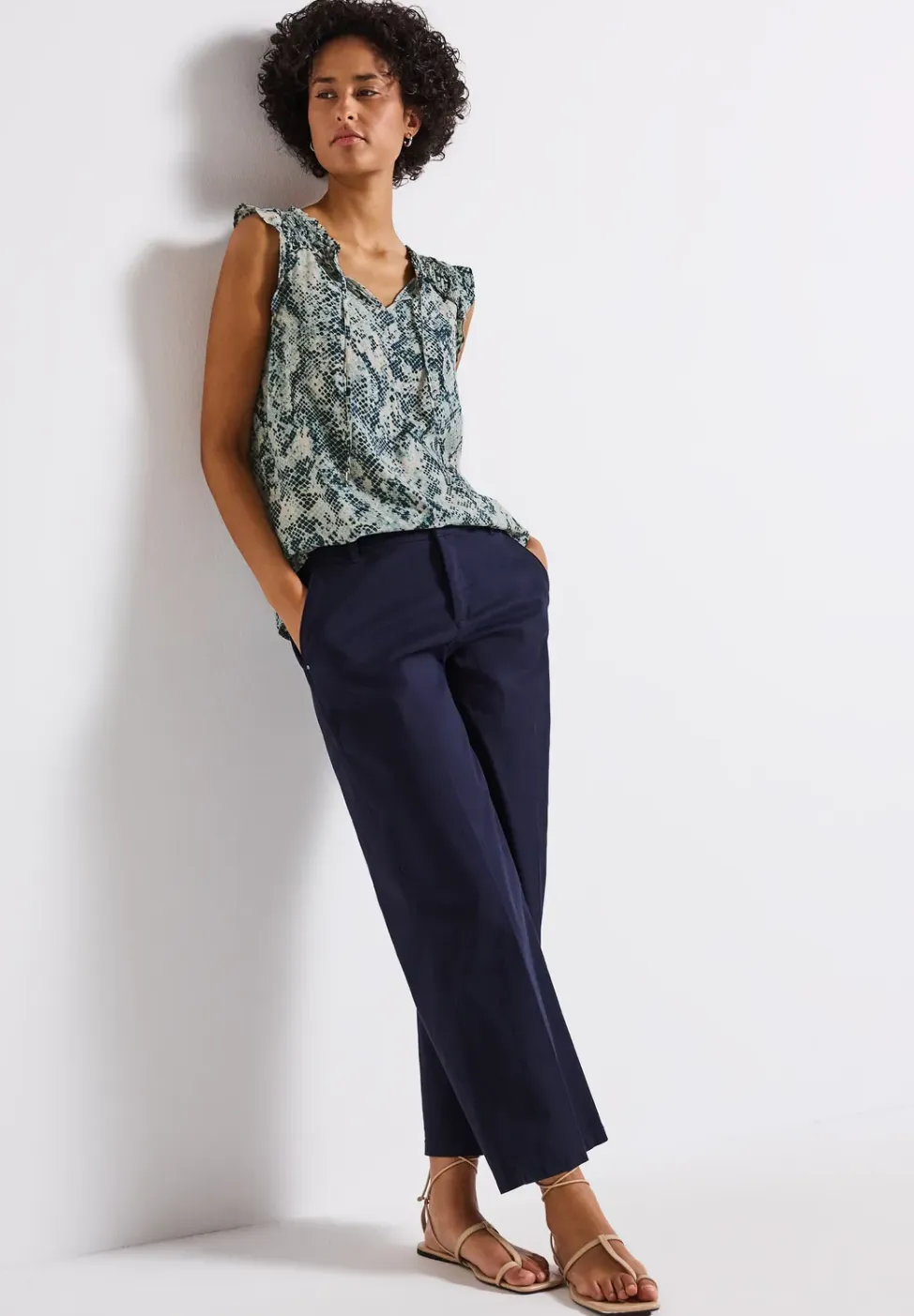 Blousetop met print en ruches