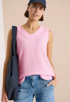 Blousetop met V-hals van mousseline