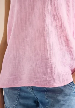 Blousetop met V-hals van mousseline