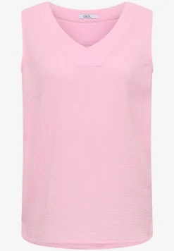 Blousetop met V-hals van mousseline