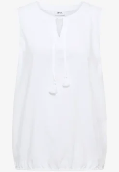 Blousetop met gespleten hals en linten