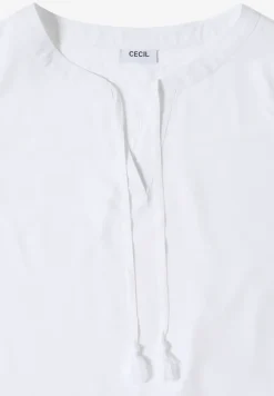 Blousetop met gespleten hals en linten