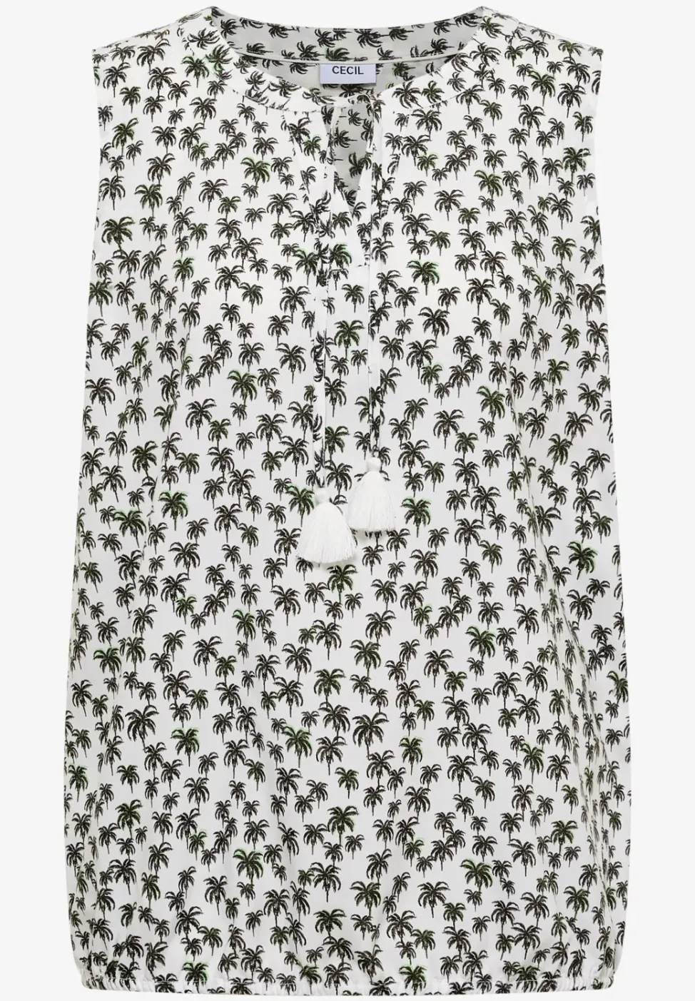 Blousetop met gespleten hals en palmboomprint