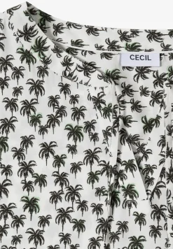 Blousetop met gespleten hals en palmboomprint