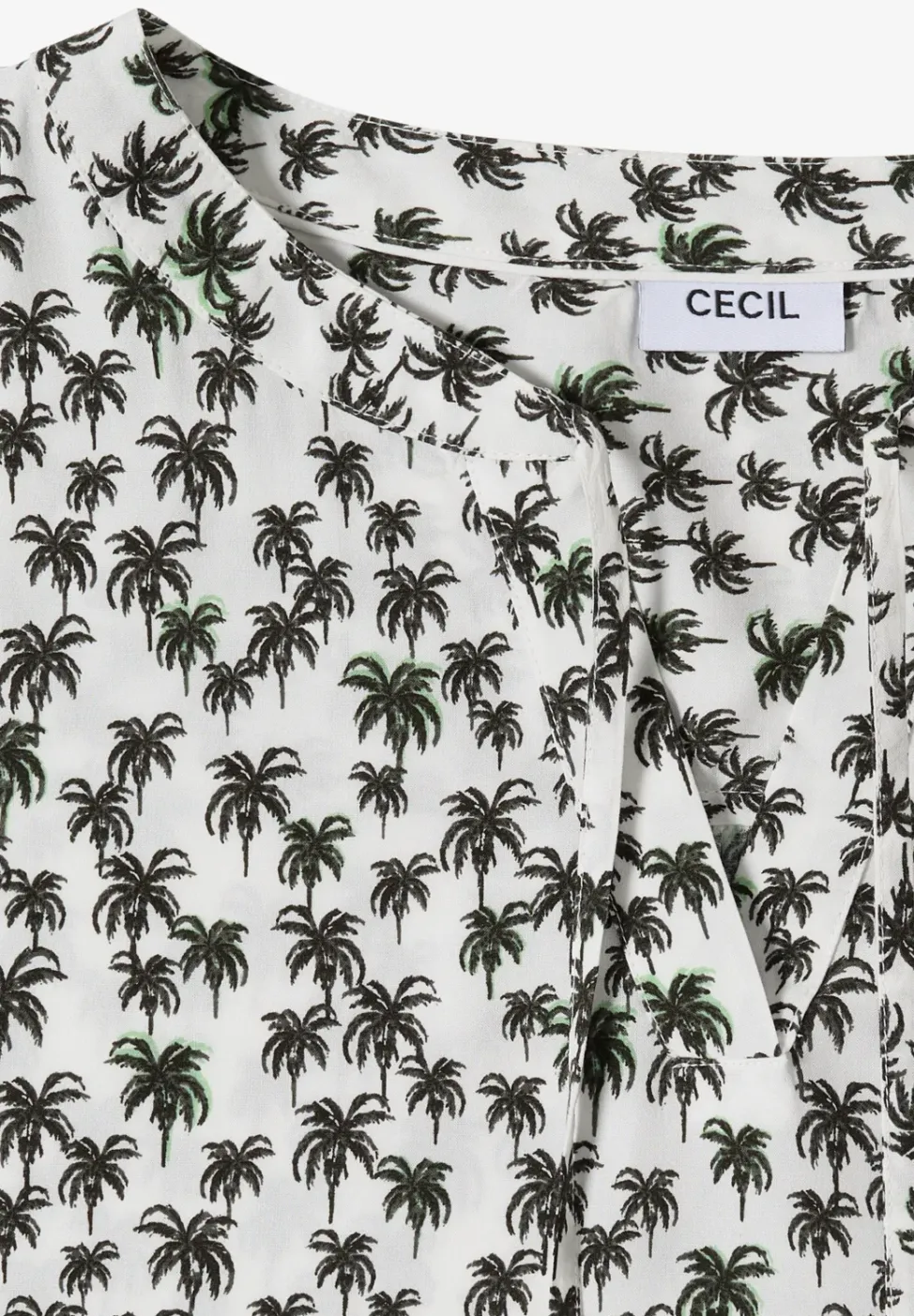 Blousetop met gespleten hals en palmboomprint