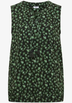 Blousetop met gespleten hals en palmboomprint