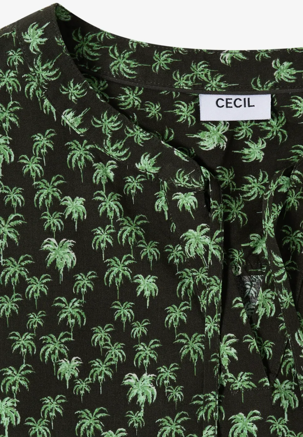 Blousetop met gespleten hals en palmboomprint