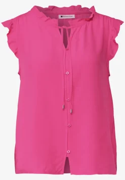Blousetop met gespleten hals en ruches