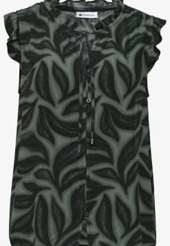 Blousetop met gespleten hals en ruches