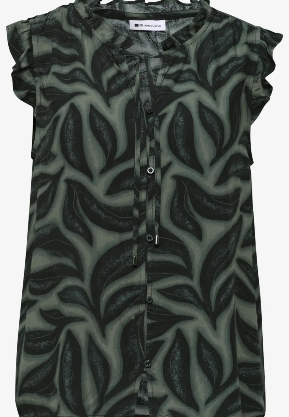 Blousetop met gespleten hals en ruches