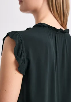 Blousetop met gespleten hals en ruches