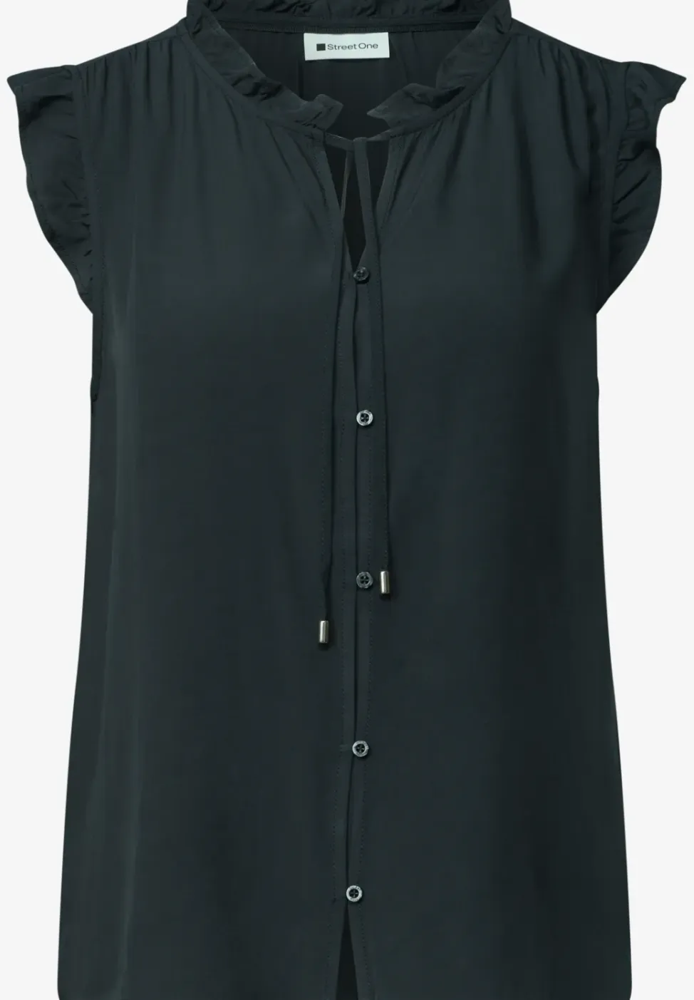 Blousetop met gespleten hals en ruches