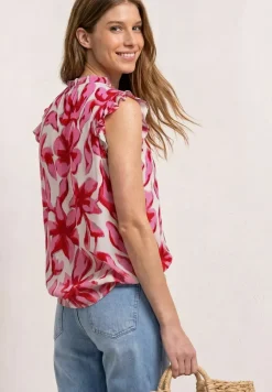 Blousetop met gespleten hals en ruches