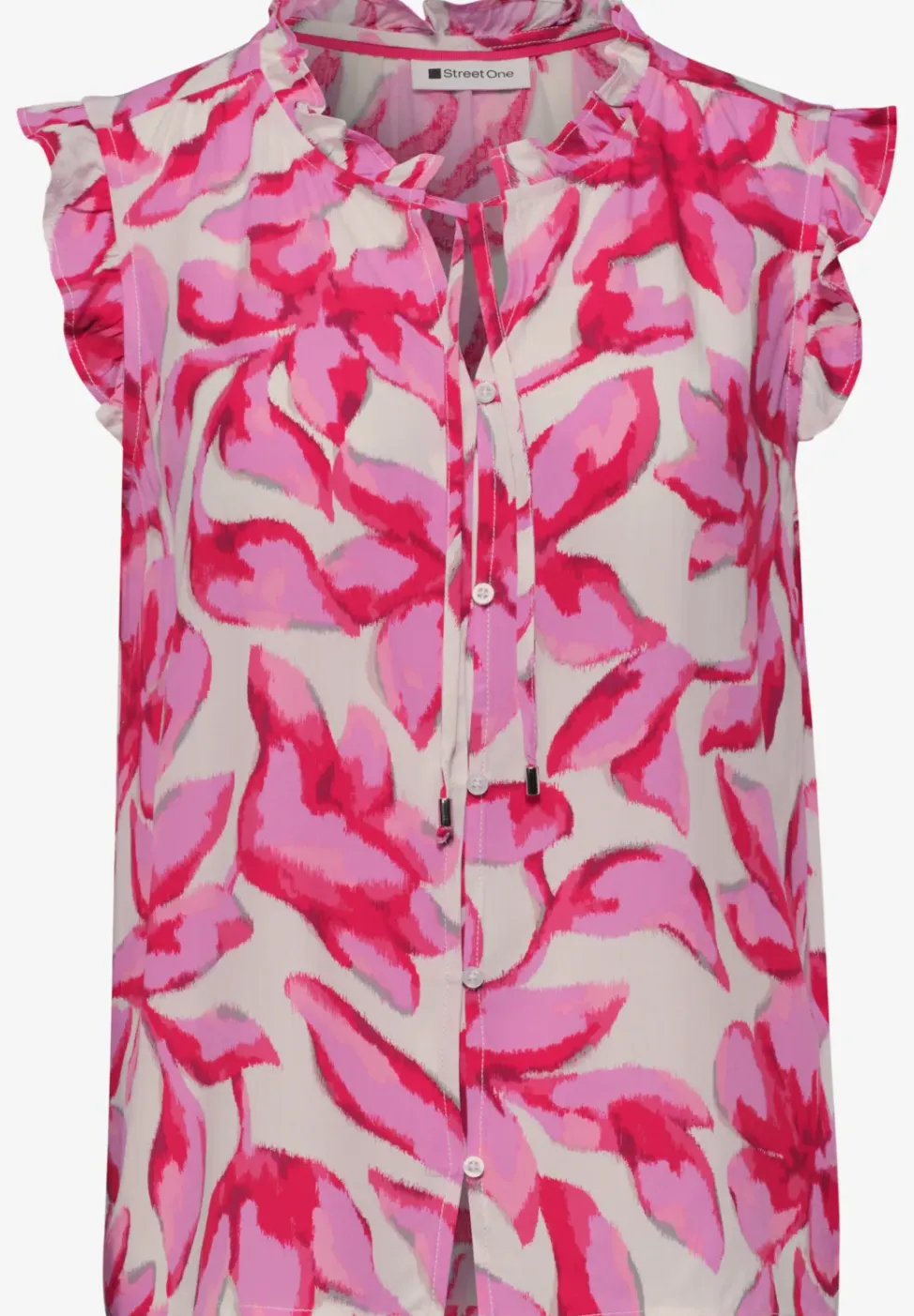 Blousetop met gespleten hals en ruches