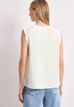 Blousetop met V-hals en ruches