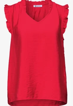 Blousetop met V-hals en ruches