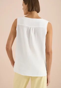 Blousetop met V-hals van mousseline